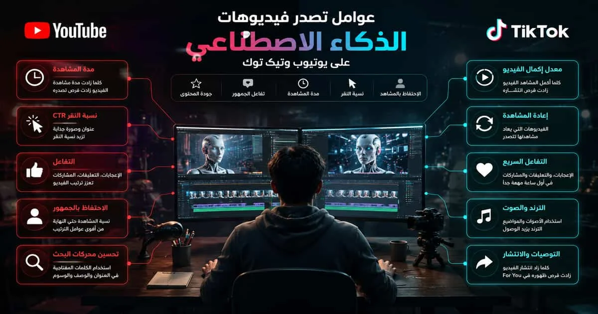 عوامل تصدر فيديوهات الذكاء الاصطناعي على يوتيوب وتيك توك