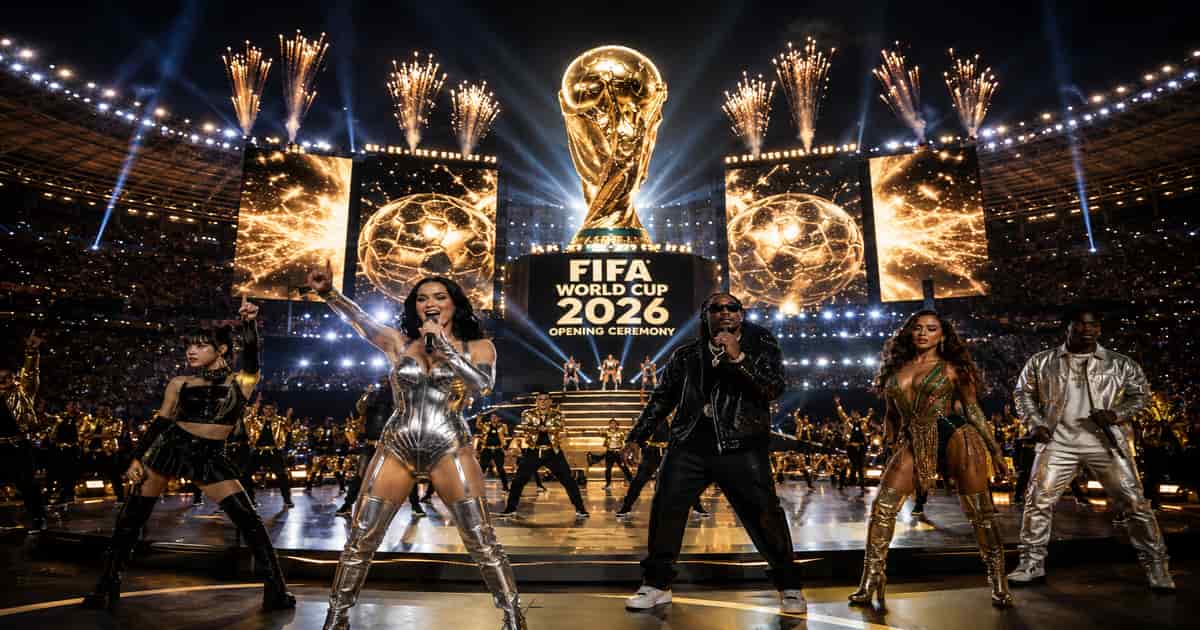 العروض الموسيقية والمشاهير خلال افتتاح كأس العالم 2026 داخل الملعب