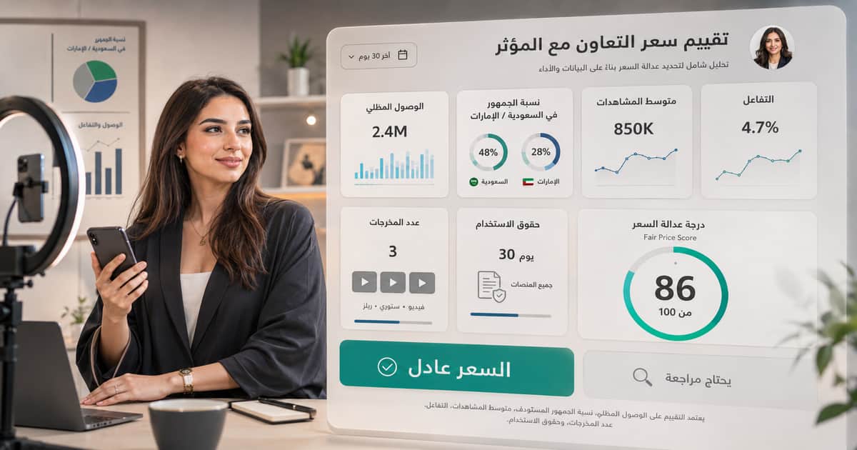 تقييم سعر إعلان المؤثر ومعرفة السعر العادل في السعودية والإمارات