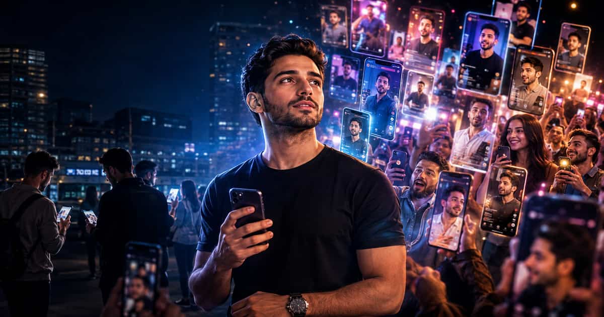صانع محتوى عربي يبدأ من حساب صغير ثم يزداد ظهوره أمام الجمهور في تعبير عن كيف تصبح مشهورًا على تيك توك وصعود مشاهير TikTok