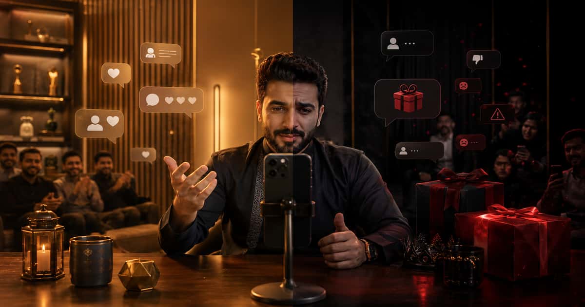 مشهور عربي في بث تيك توك مباشر بين تفاعل صحي وداعم من جهة وضغط عاطفي وهدايا واستغلال للجمهور من الجهة الأخرى